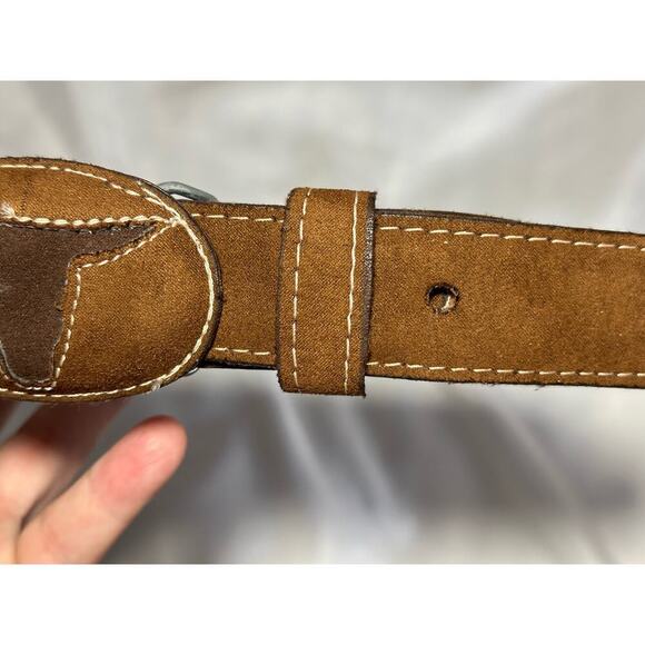 Bull head boys belt made in Mexico rodeo double suede country cowboy western sm - Picture 6 of 13